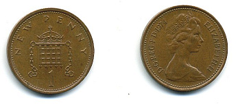 Великобритания 1 пенни 1974 Елизавета II (1952-2022) КМ 915, Spink B1 бронза 4110-756