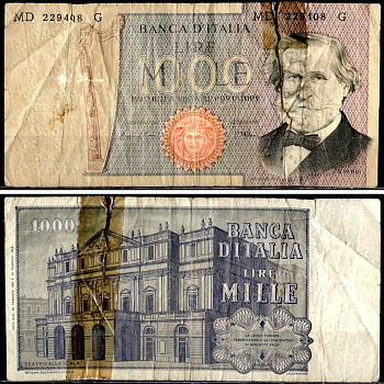 Италия 1000 лир 1980 Pick 101 g бумага 6281-51-4-2