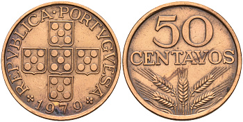Португалия 50 сентаво 1979  KM 596 бронза    4161-727