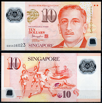 Сингапур 10 долларов ND (2004-2024) Юсоф бин Исхак, спорт, футбол Pick 48 m  пластик   8611-41-2-2