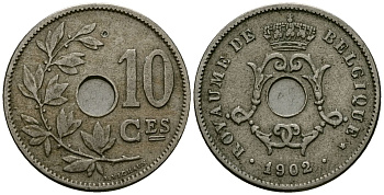 Бельгия 10 сантимов 1902 Belgique KM 48 медно-никель 4172-711