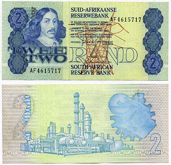 ЮАР 2 РАНДА 1981-1983 ПОДПИСЬ 6, SUID AFRICAANSE, С ЗАЩИТНОЙ ПОЛОСОЙ Pick 118с бумага UNC (ПРЕСС) 7198-3-3-2