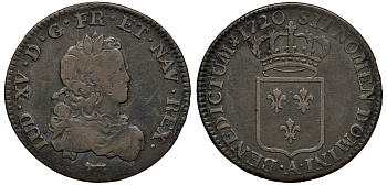 Франция 1/3 экю 1720 А, Людовик XV KM 457.1 серебро 00-817-08