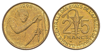 Западная Африка (BCEAO) 25 франков 1995 KM 9 алюминиевая бронза 4175-1247