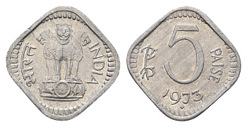 Индия 5 пайс 1973 KM 18.6 алюминий UNC 4651-635