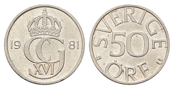 Швеция 50 эре 1981 Карл XVI Густав (1973- ) KM 855 медно-никель 4706-952