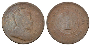Стрейтс-Сетлментс (Стрейтс Сетлментс) 1 цент 1904 Эдуард VII (1901-1910) KM 19 бронза 4574-641