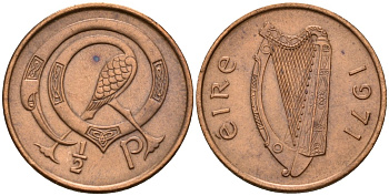 Ирландия 1/2 пенни 1971 птичка KM 19 бронза 4174-848
