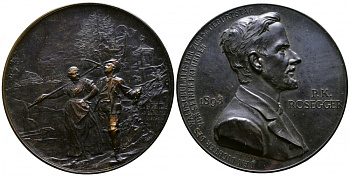 Германия медаль 1893 50 лет поэту Петеру Розеггеру, 51,0 мм, 60,45 гр. Loehr 246 бронза 11-313-44