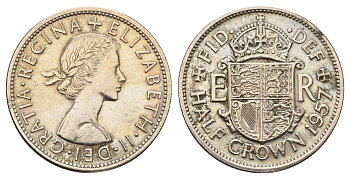 Великобритания 1/2 кроны 1957 Елизавета II (1952-2022) KM 907, Spink 4145 медно-никель 57-614