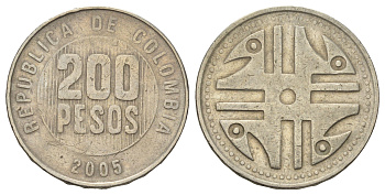 Колумбия 200 песо 2005 KM 287 медь цинк никель 4159-711