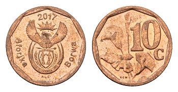 ЮАР 10 центов 2017 сталь плакированная медью 4674-655