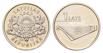 Латвия 1 лат 2013 Кокле KM 142 медно-никель UNC 4679-418