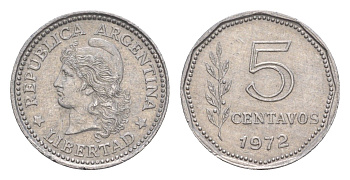 Аргентина 5 сентаво 1972 KM 65 алюминий 4655-965