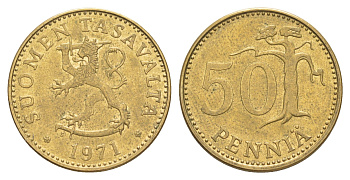 Финляндия 50 пенни 1971 KM 48 алюминиевая бронза aUNC 4648-452