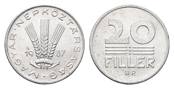 Венгрия 20 филлеров 1987 BP KM 573 алюминий 4668-126