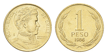 Чили 1 песо 1986 KM 216 алюминиевая бронза UNC 4664-118