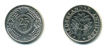 Нидерландские Антилы 25 центов 1991 Беатрикс (1980-2013) KM 35 никелированная сталь 35-742