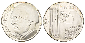 Италия фентезийная монета - жетон - 20 лир 1928 диаметр 35,5 мм, вес 14,2 гр никель UNC 4667-1113