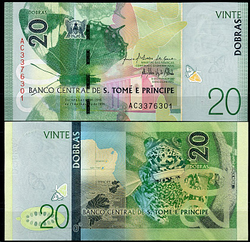Сан-Томе и Принсипи 20 добра 2016 бабочка, карта, лягушка Pick 72 a  бумага  UNC (пресс) 448-165-1