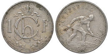 Люксембург 1 франк 1960 сталевар KM 46.2 медно-никель 4143-113