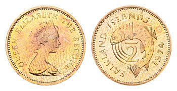 Фолклендские острова (Фолкленды) 1/2 цента 1974 KM 1 бронза PROOF 4127-145