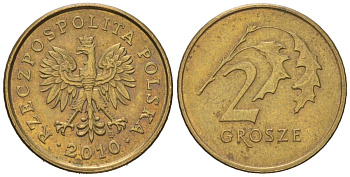 Польша 2 гроша 2010 MW KM 277 латунь aUNC 4549-517