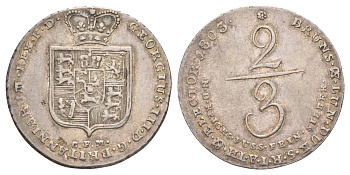 Брауншвейг-Люнебург-Ганновер 2/3 талера 1803 GFM, Георг III (1760-1820), из коллекции Ричарда Б. Смита Smith 230, Welter 2814, KM 413 серебро 1525-1043