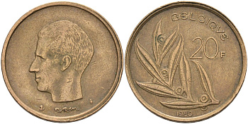 Бельгия 20 франков 1980 Belgique, Бодуэн I (1951-1993) KM 159 никель бронза 4126-216