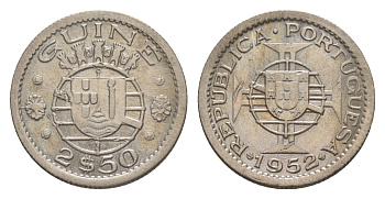 Гвинея-Бисау 2,5 эскудо 1952 KM 9 медно-никель 4596-562