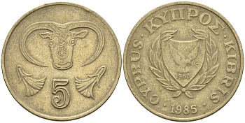 Кипр 5 центов 1985 KM 55.2 никель латунь 4141-926