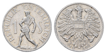 Австрия 1 шиллинг 1947 KM 2871 алюминий 4671-557