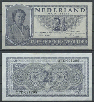 Нидерланды 2 1/2 гульдена 1949  Pick 73  бумага   7221-47-2-2