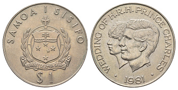 Самоа 1 тала 1981 Свадьба Принца Чарльза и Леди Дианы KM 43 медно-никель BU 4677-913