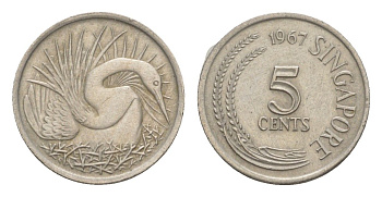 Сингапур 5 центов 1967 KM 2 медно-никель 4643-561