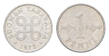 Финляндия 1 пенни 1972 KM 44a алюминий 4647-238
