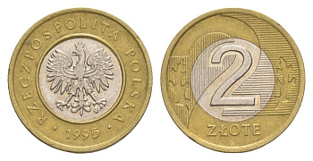 Польша 2 злотых 1995 Y 283 биметалл 4633-116