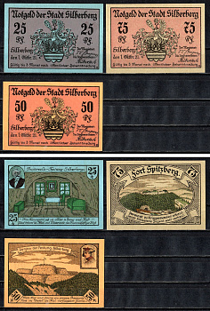 Зильберберг (Пруссия, Нижняя Силезия) полный набор из 3 нотгельдов (25, 50 и 75 пфеннигов) 1921 Mehl Grabowski 1228.2 бумага UNC (пресс) 7556-68-2-1