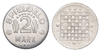 Германия игровой жетон в 2 марки ND разновидность - Глобус, вес 0,8 гр, диаметр 20 мм алюминий UNC 4636-961
