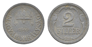 Венгрия 2 филлера 1943 BP KM 519 цинк 4665-537