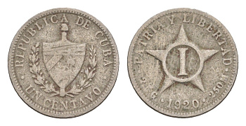Куба 1 сентаво 1920 KM 9.1 медно-никель 4655-857