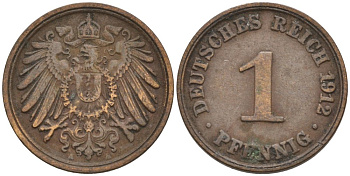 Германия 1 пфенниг 1912 A KM 10, J. 10 медь 4576-234