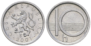 Чехия 10 геллеров 2001 b’ KM 6 алюминий aUNC 4532-763