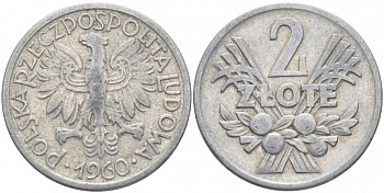 Польша 2 злотых 1960 MW KM 46, Parchimowicz 216c алюминий 114-1146