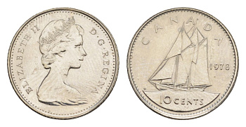 Канада 10 центов 1978 Елизавета II (1952-2022), парусник KM 77 никель PROOF-LIKE (BU) 4630-969