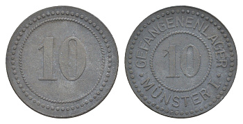 Мюнстер 10 пфеннигов ND тюремный жетон - Gefangenenlager M?nster I Men05 18087.4, Men18 22630.4 цинк 1526-931