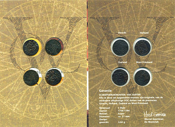 Нидерланды набор из 4 монет по 1 дуиту XVIII век Утрехт, Голландия, Зеландия, Западная Фризия, буклет медь 7-6-1-35