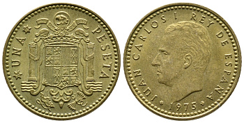 Испания 1 песета 1975 (78) Хуан Карлос I (1975-2014) KM 806 алюминиевая бронза 4610-155