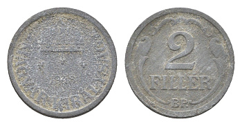 Венгрия 2 филлера 1943 BP KM 519 цинк 4665-516