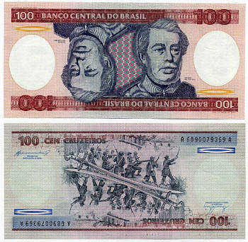 БРАЗИЛИЯ 100 КРУЗЕЙРО 1984 ПОДПИСЬ 21, ГЕРЦОГ КАКСИАС Pick 198b бумага UNC (ПРЕСС) 6262-36-1-1